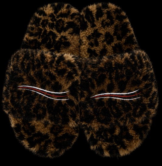 Leopard Print Fur Slides